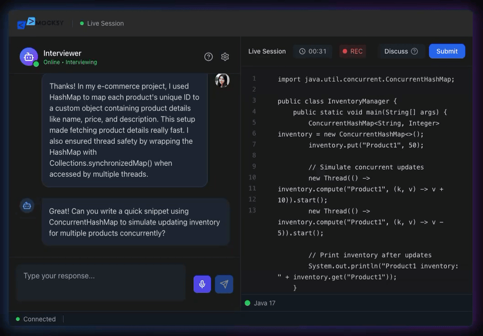 Practice with Real Interview Patterns: Sit for live mock interviews with AI trained on real hiring loops. Practice exac